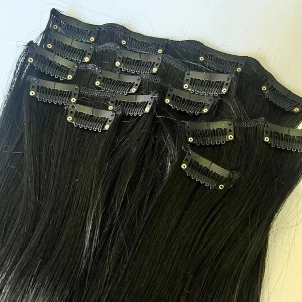 22 Inch Clip in Long Black Thick straight Hair Extensions